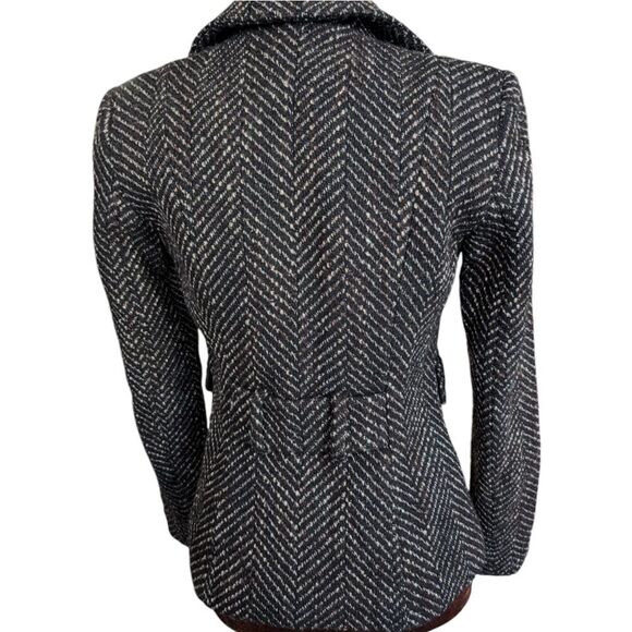 Mocha herringbone Thick wool Tweed blazer size Xs/s body fit single breasted - Picture 3 of 16